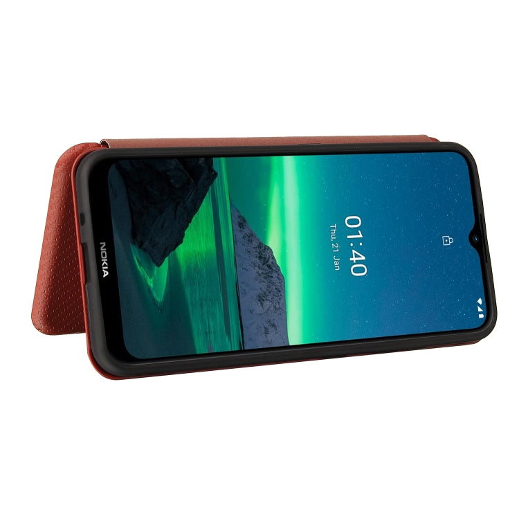 For Nokia 1.4 Carbon Fiber Texture Horizontal Flip TPU + PC + PU Leather Case with Card Slot