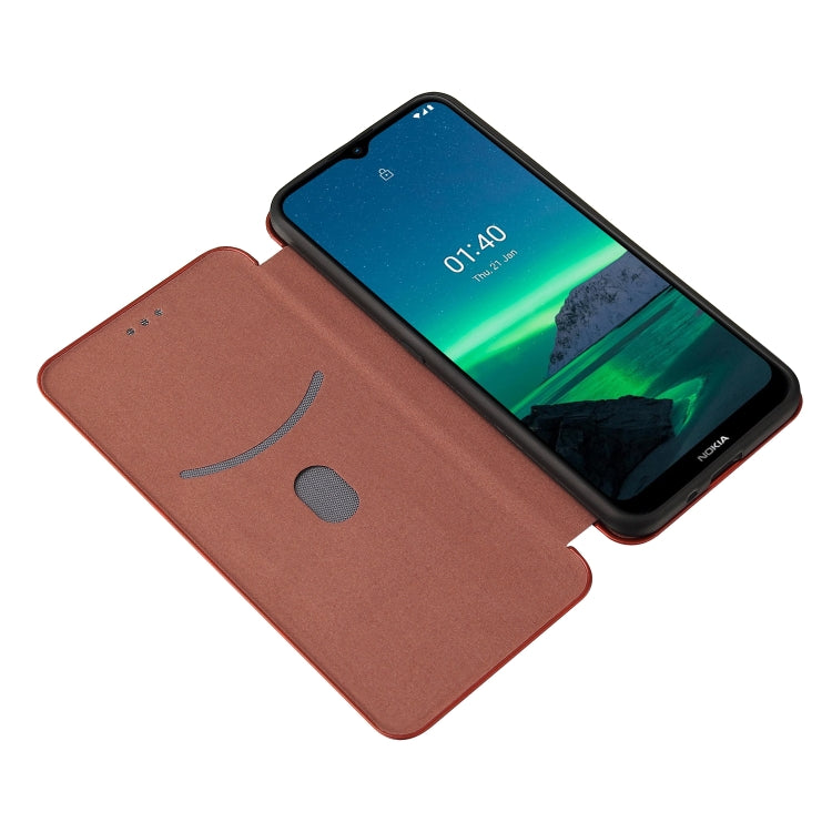 For Nokia 1.4 Carbon Fiber Texture Horizontal Flip TPU + PC + PU Leather Case with Card Slot
