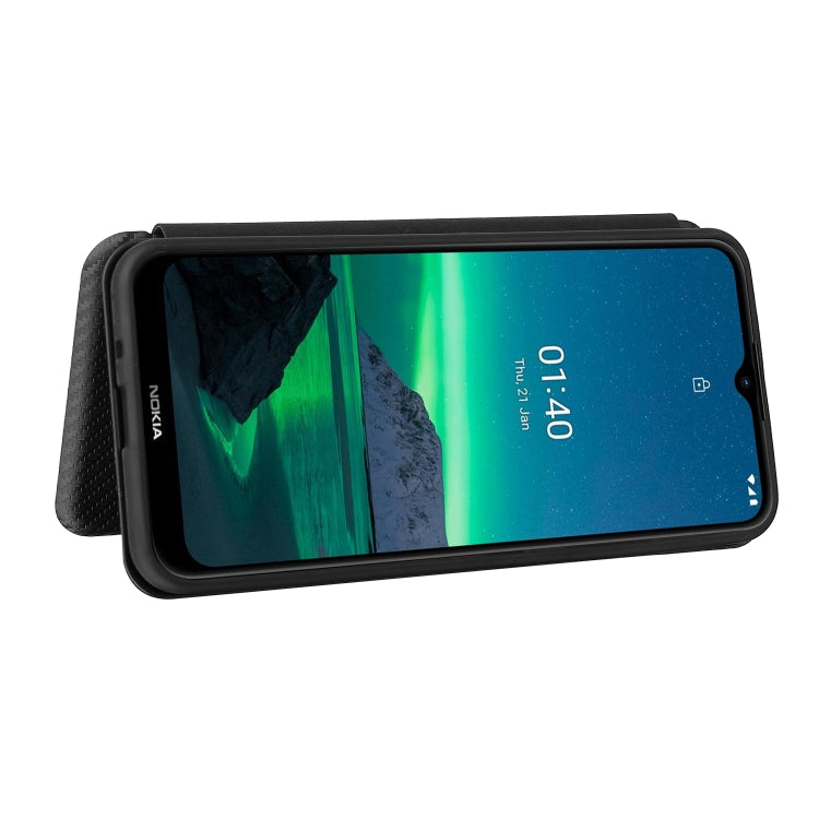 For Nokia 1.4 Carbon Fiber Texture Horizontal Flip TPU + PC + PU Leather Case with Card Slot