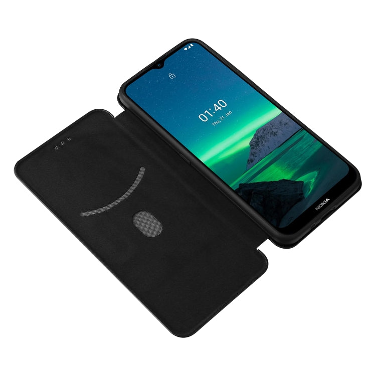 For Nokia 1.4 Carbon Fiber Texture Horizontal Flip TPU + PC + PU Leather Case with Card Slot
