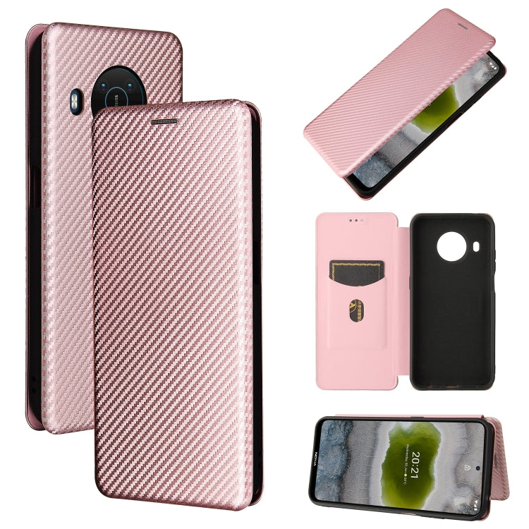 For Nokia X10 Carbon Fiber Texture Horizontal Flip TPU + PC + PU Leather Case with Card Slot