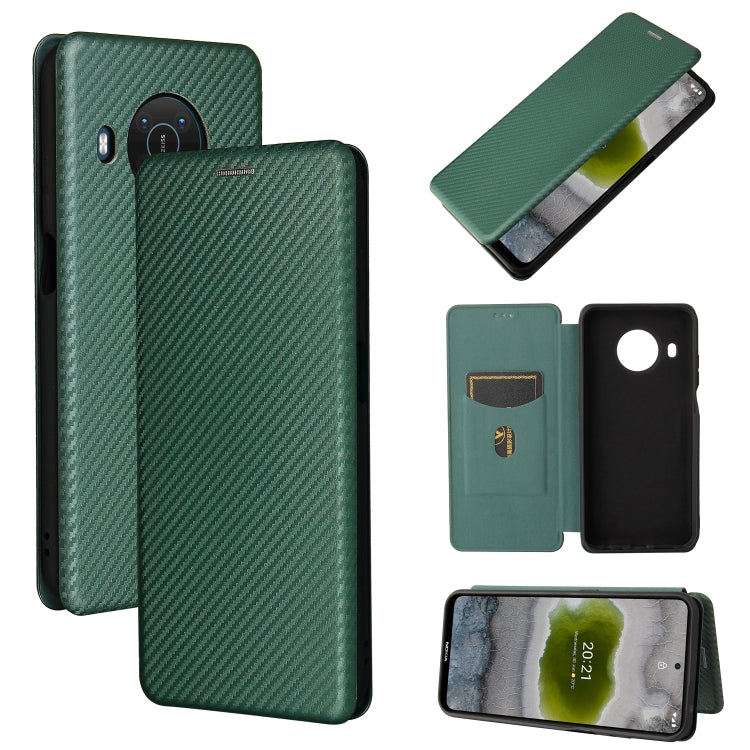 For Nokia X10 Carbon Fiber Texture Horizontal Flip TPU + PC + PU Leather Case with Card Slot