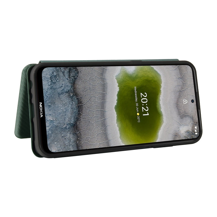 For Nokia X10 Carbon Fiber Texture Horizontal Flip TPU + PC + PU Leather Case with Card Slot
