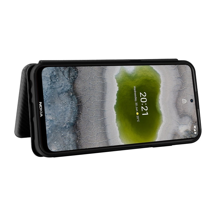 For Nokia X10 Carbon Fiber Texture Horizontal Flip TPU + PC + PU Leather Case with Card Slot