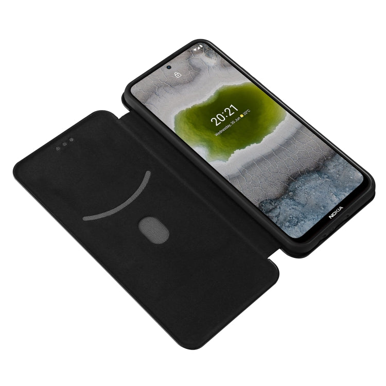 For Nokia X10 Carbon Fiber Texture Horizontal Flip TPU + PC + PU Leather Case with Card Slot