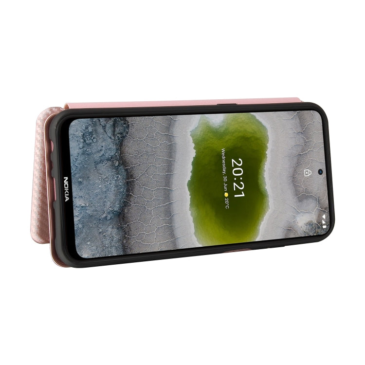 For Nokia X20 Carbon Fiber Texture Horizontal Flip TPU + PC + PU Leather Case with Card Slot