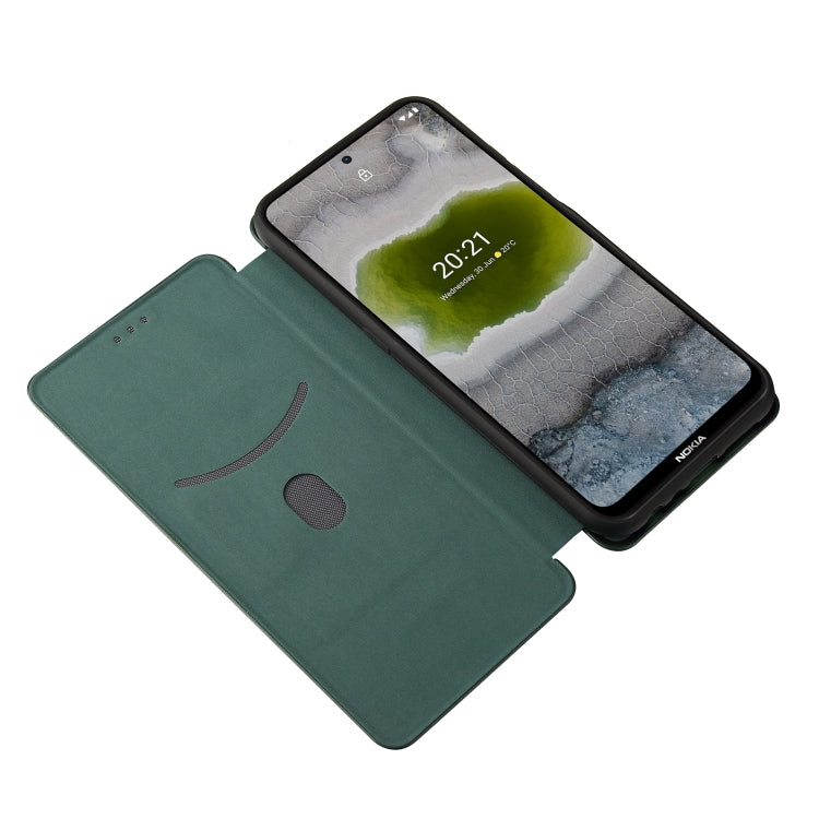 For Nokia X20 Carbon Fiber Texture Horizontal Flip TPU + PC + PU Leather Case with Card Slot