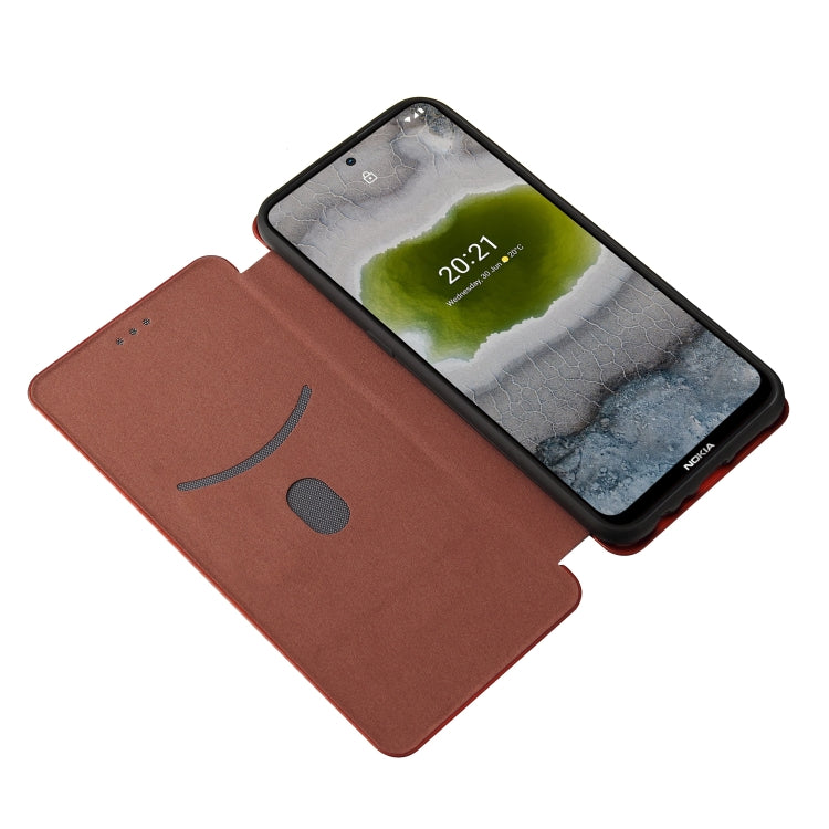 For Nokia X20 Carbon Fiber Texture Horizontal Flip TPU + PC + PU Leather Case with Card Slot