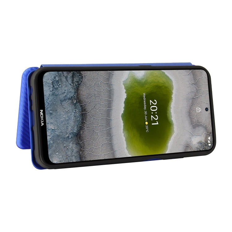 For Nokia X20 Carbon Fiber Texture Horizontal Flip TPU + PC + PU Leather Case with Card Slot