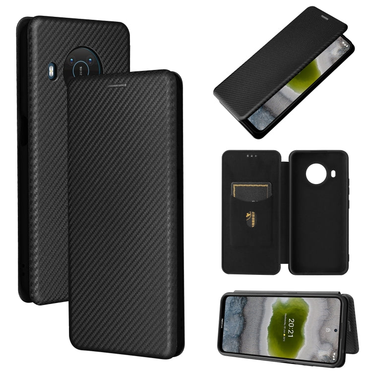 For Nokia X20 Carbon Fiber Texture Horizontal Flip TPU + PC + PU Leather Case with Card Slot
