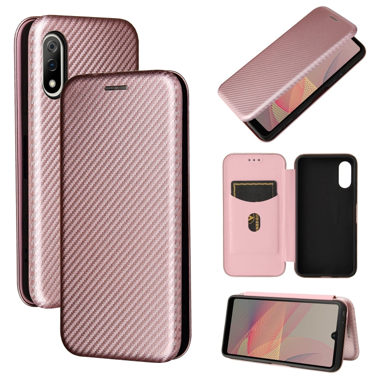 For Sony Xperia Ace II Carbon Fiber Texture Horizontal Flip TPU + PC + PU Leather Case with Card Slot