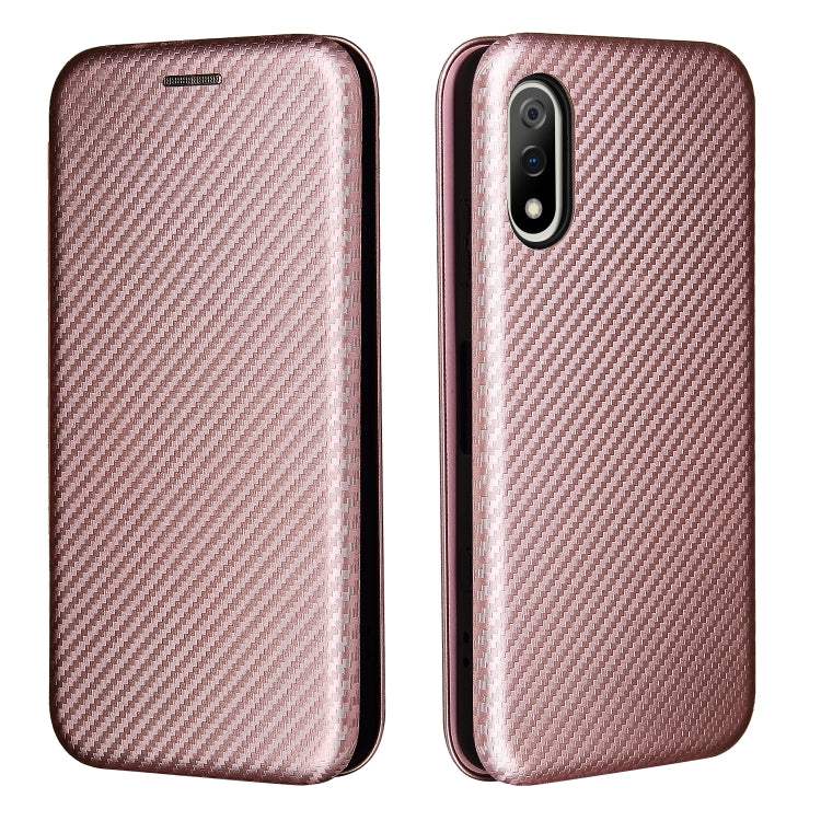 For Sony Xperia Ace II Carbon Fiber Texture Horizontal Flip TPU + PC + PU Leather Case with Card Slot