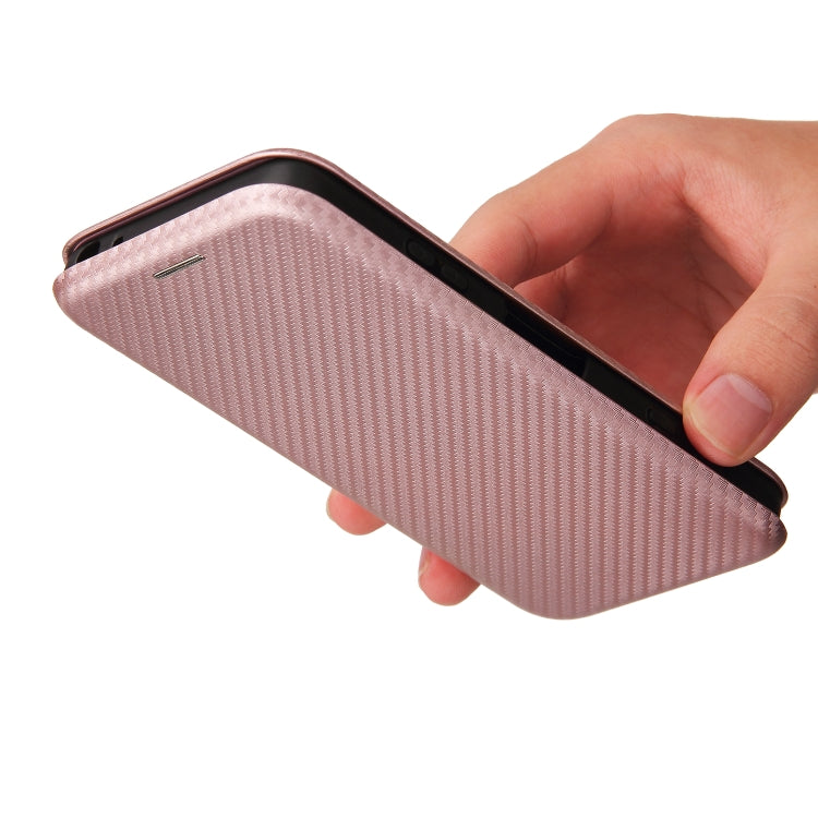 For Sony Xperia Ace II Carbon Fiber Texture Horizontal Flip TPU + PC + PU Leather Case with Card Slot