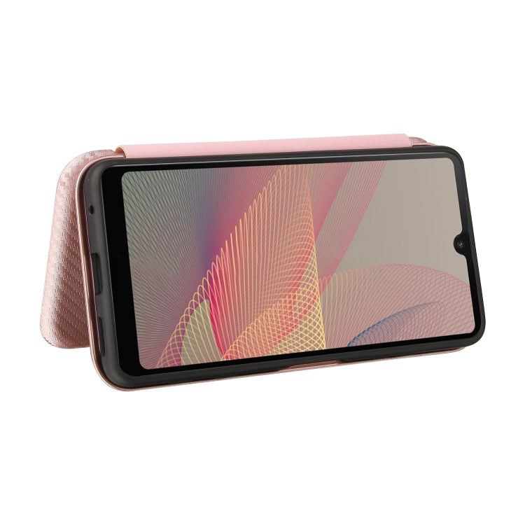 For Sony Xperia Ace II Carbon Fiber Texture Horizontal Flip TPU + PC + PU Leather Case with Card Slot