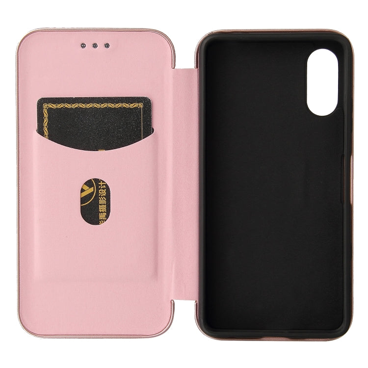 For Sony Xperia Ace II Carbon Fiber Texture Horizontal Flip TPU + PC + PU Leather Case with Card Slot