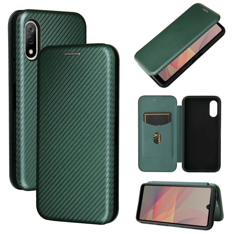 For Sony Xperia Ace II Carbon Fiber Texture Horizontal Flip TPU + PC + PU Leather Case with Card Slot
