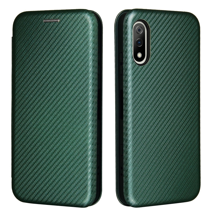 For Sony Xperia Ace II Carbon Fiber Texture Horizontal Flip TPU + PC + PU Leather Case with Card Slot