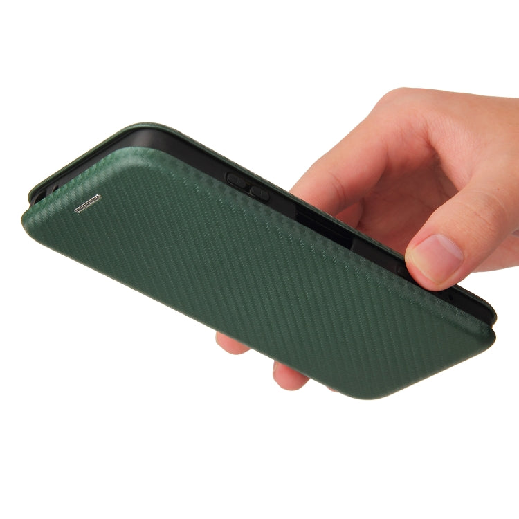 For Sony Xperia Ace II Carbon Fiber Texture Horizontal Flip TPU + PC + PU Leather Case with Card Slot