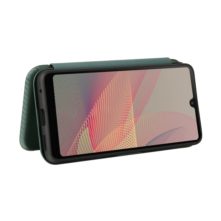 For Sony Xperia Ace II Carbon Fiber Texture Horizontal Flip TPU + PC + PU Leather Case with Card Slot