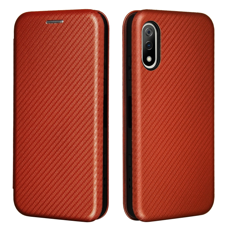 For Sony Xperia Ace II Carbon Fiber Texture Horizontal Flip TPU + PC + PU Leather Case with Card Slot