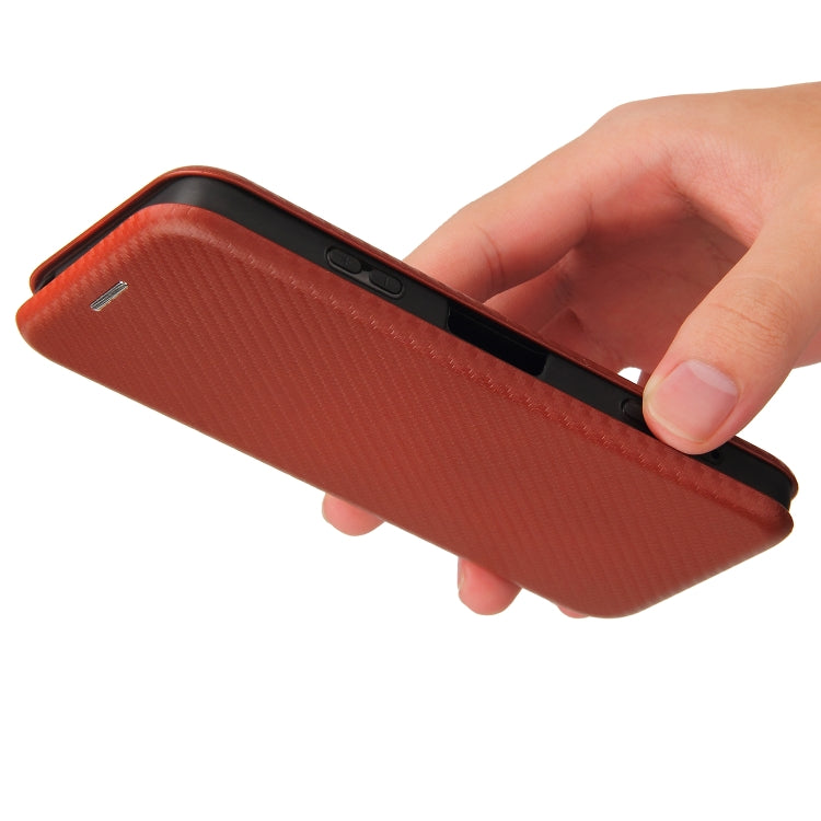 For Sony Xperia Ace II Carbon Fiber Texture Horizontal Flip TPU + PC + PU Leather Case with Card Slot
