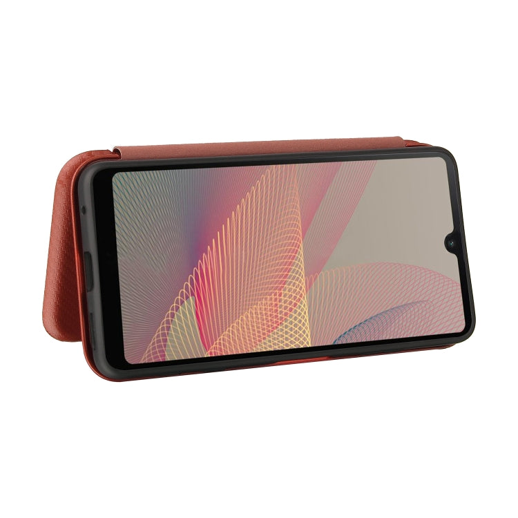 For Sony Xperia Ace II Carbon Fiber Texture Horizontal Flip TPU + PC + PU Leather Case with Card Slot