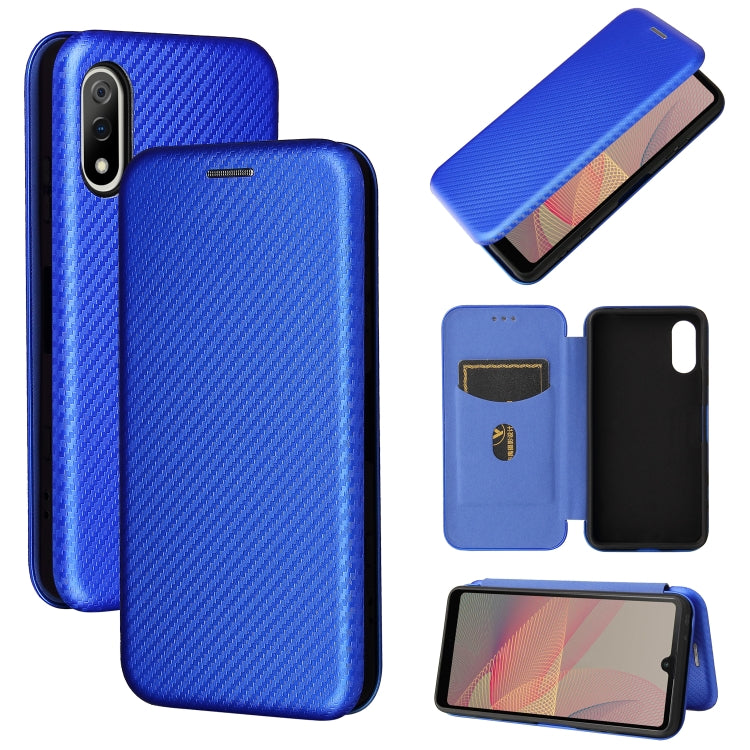 For Sony Xperia Ace II Carbon Fiber Texture Horizontal Flip TPU + PC + PU Leather Case with Card Slot