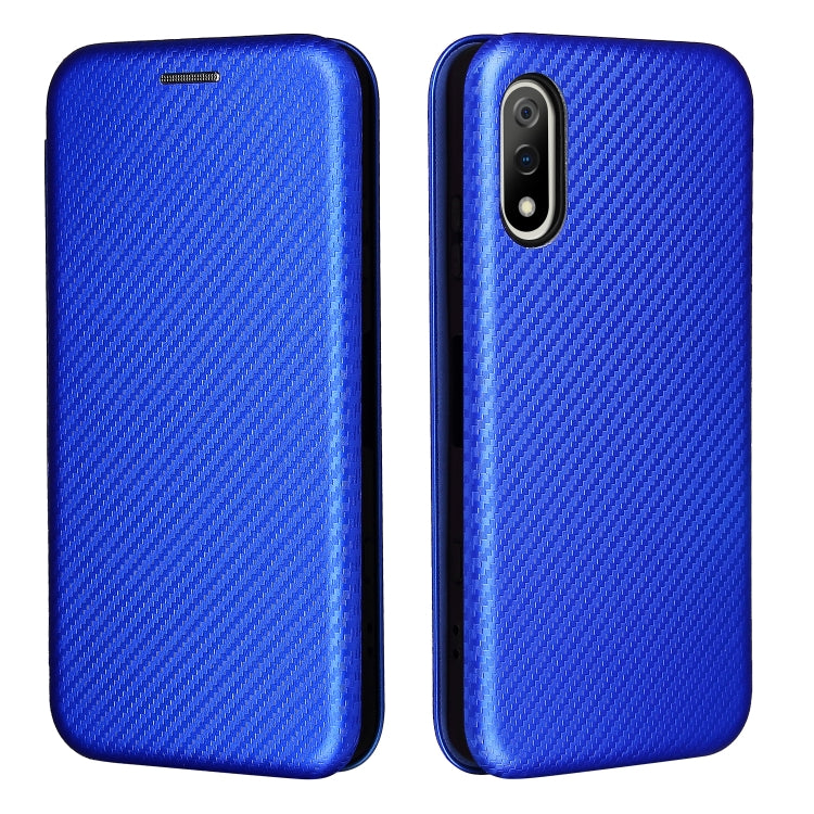 For Sony Xperia Ace II Carbon Fiber Texture Horizontal Flip TPU + PC + PU Leather Case with Card Slot