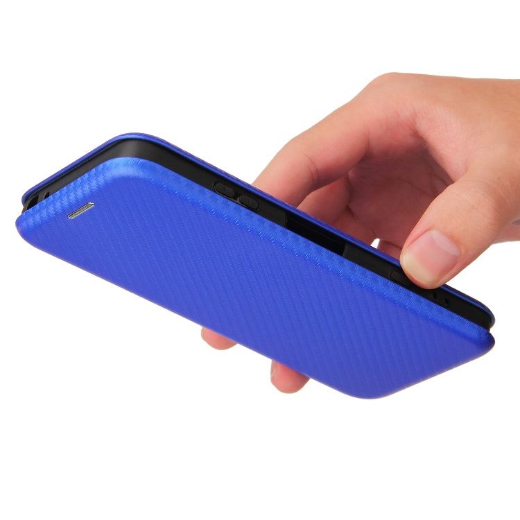 For Sony Xperia Ace II Carbon Fiber Texture Horizontal Flip TPU + PC + PU Leather Case with Card Slot