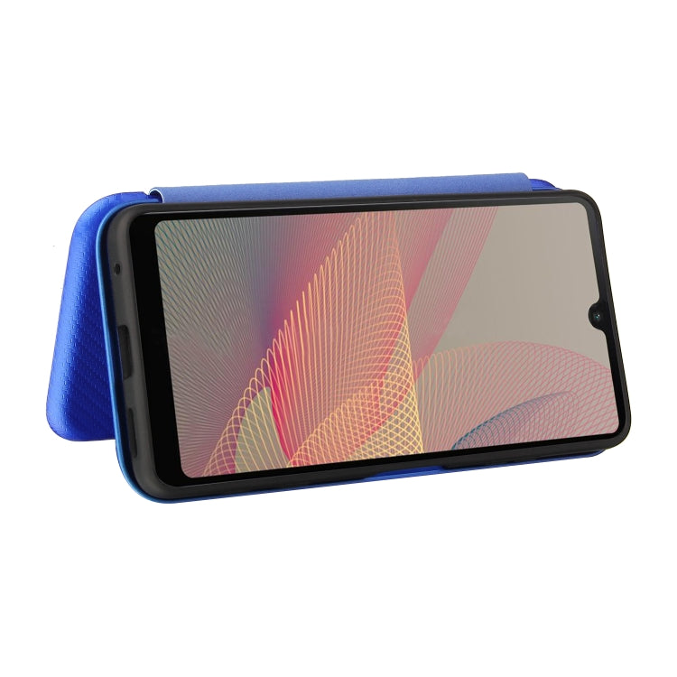 For Sony Xperia Ace II Carbon Fiber Texture Horizontal Flip TPU + PC + PU Leather Case with Card Slot