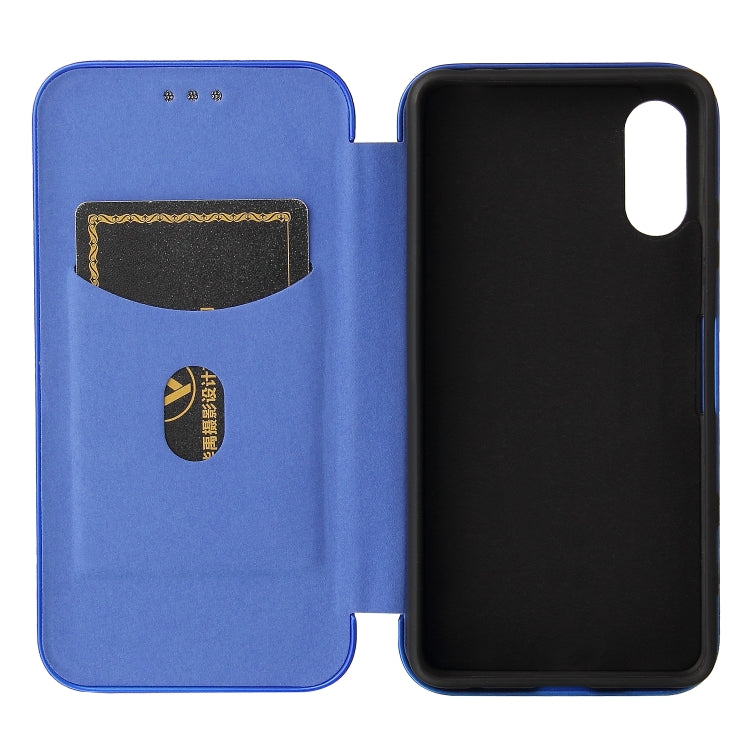 For Sony Xperia Ace II Carbon Fiber Texture Horizontal Flip TPU + PC + PU Leather Case with Card Slot