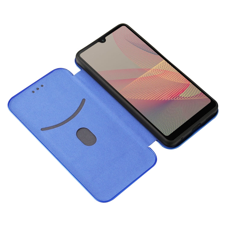 For Sony Xperia Ace II Carbon Fiber Texture Horizontal Flip TPU + PC + PU Leather Case with Card Slot
