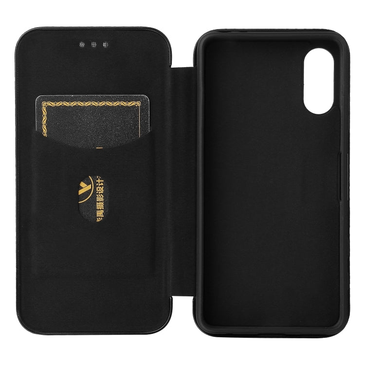 For Sony Xperia Ace II Carbon Fiber Texture Horizontal Flip TPU + PC + PU Leather Case with Card Slot