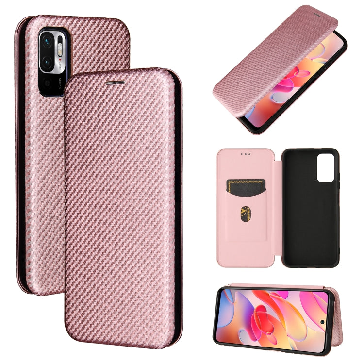 For Xiaomi Redmi Note 10 5G Carbon Fiber Texture Horizontal Flip TPU + PC + PU Leather Case with Card Slot