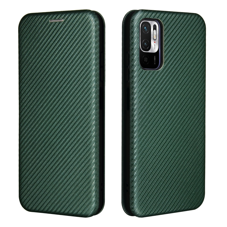 For Xiaomi Redmi Note 10 5G Carbon Fiber Texture Horizontal Flip TPU + PC + PU Leather Case with Card Slot
