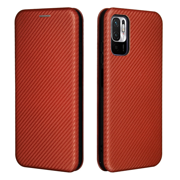 For Xiaomi Redmi Note 10 5G Carbon Fiber Texture Horizontal Flip TPU + PC + PU Leather Case with Card Slot
