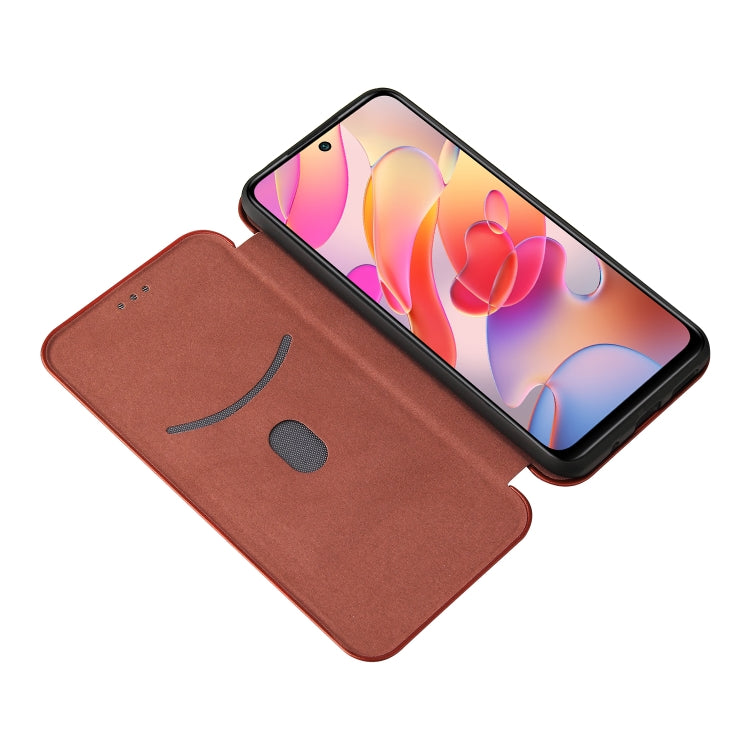 For Xiaomi Redmi Note 10 5G Carbon Fiber Texture Horizontal Flip TPU + PC + PU Leather Case with Card Slot