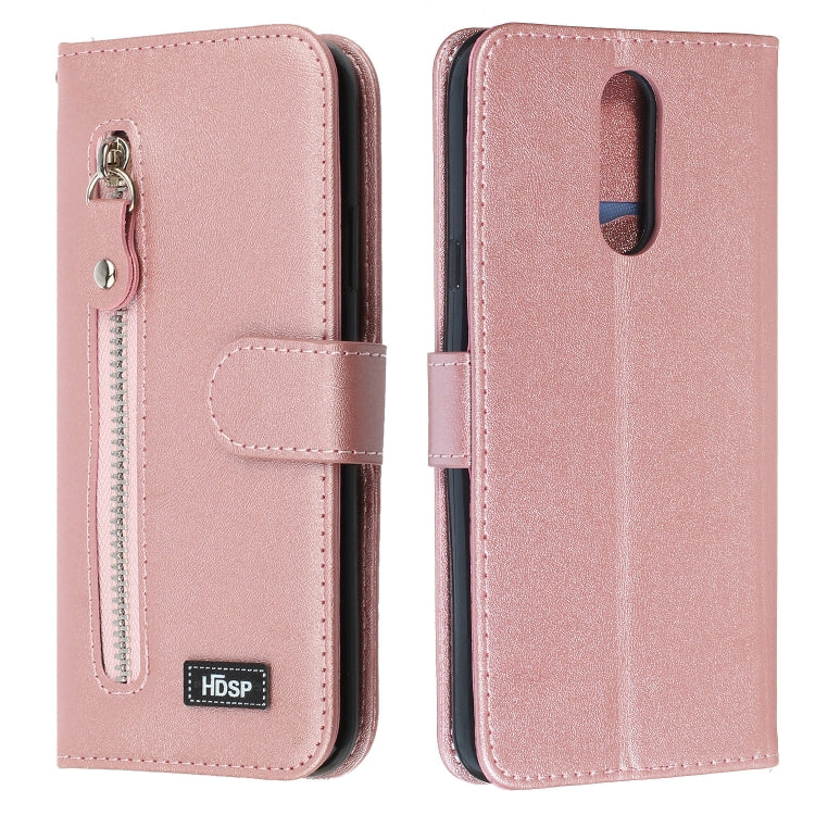 For LG K40 / K12 Plus Zipper Horizontal Flip Leather Case with Wallet & Holder & Card Slots
