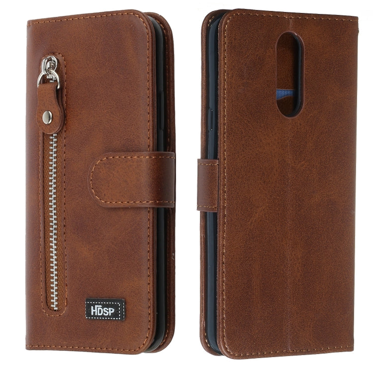 For LG K40 / K12 Plus Zipper Horizontal Flip Leather Case with Wallet & Holder & Card Slots