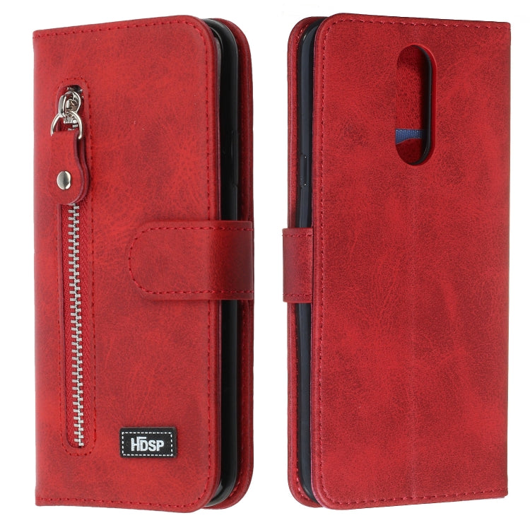For LG K40 / K12 Plus Zipper Horizontal Flip Leather Case with Wallet & Holder & Card Slots