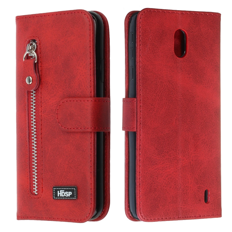 For Nokia 1 Plus Zipper Horizontal Flip Leather Case with Wallet & Holder & Card Slots