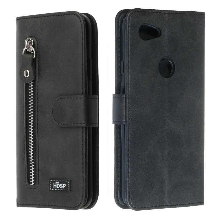 For Google Pixel 3a XL Zipper Horizontal Flip Leather Case with Wallet & Holder & Card Slots
