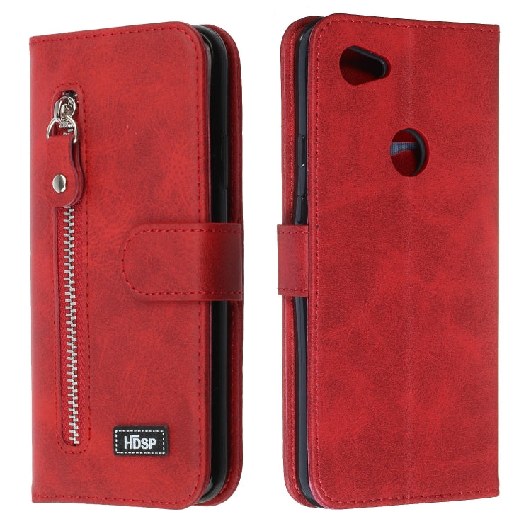 For Google Pixel 3a XL Zipper Horizontal Flip Leather Case with Wallet & Holder & Card Slots