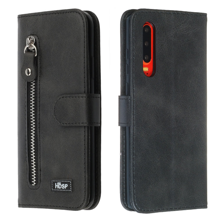For Huawei P30 Zipper Horizontal Flip Leather Case with Wallet & Holder & Card Slots