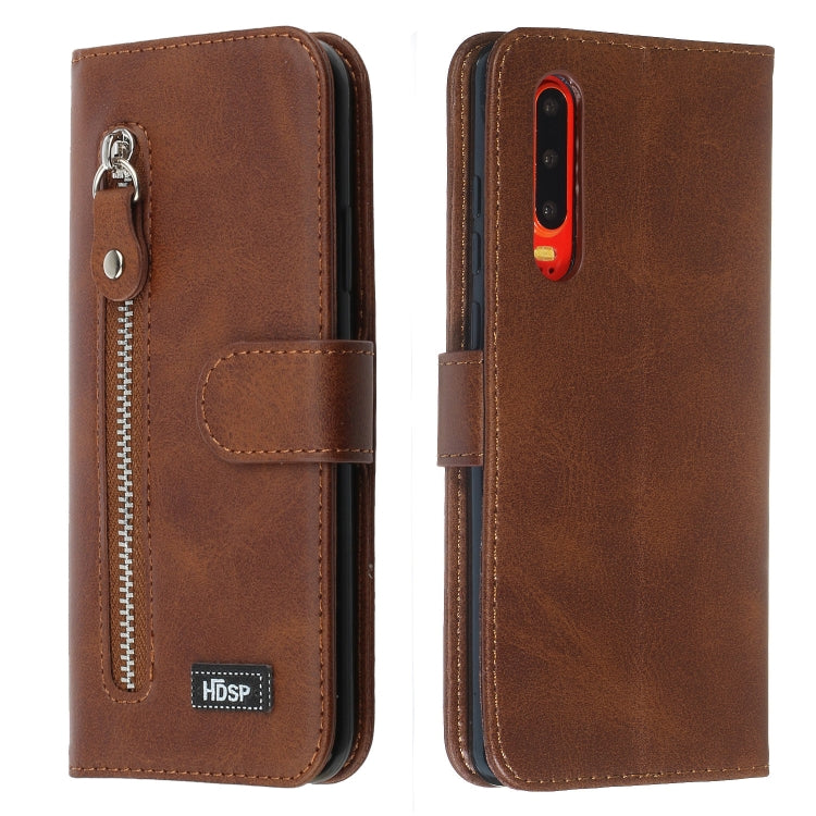 For Huawei P30 Zipper Horizontal Flip Leather Case with Wallet & Holder & Card Slots