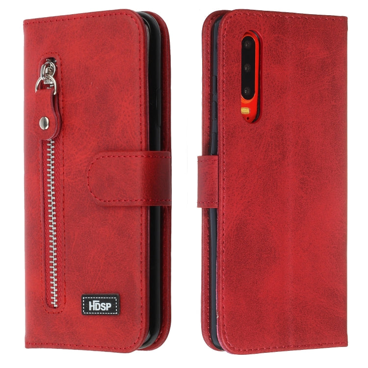 For Huawei P30 Zipper Horizontal Flip Leather Case with Wallet & Holder & Card Slots