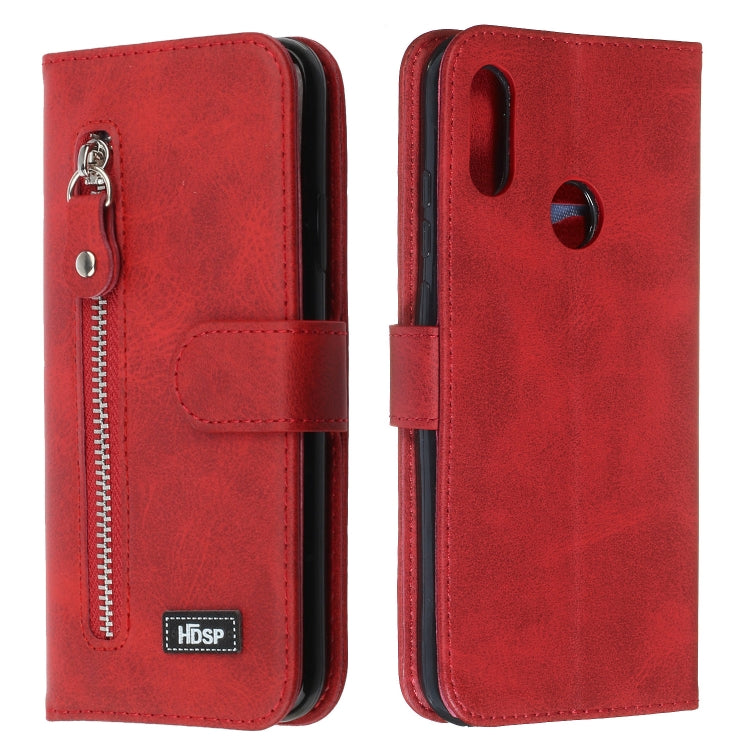 For Huawei Y6 (2019) / Honor 8A Zipper Horizontal Flip Leather Case with Wallet & Holder & Card Slots
