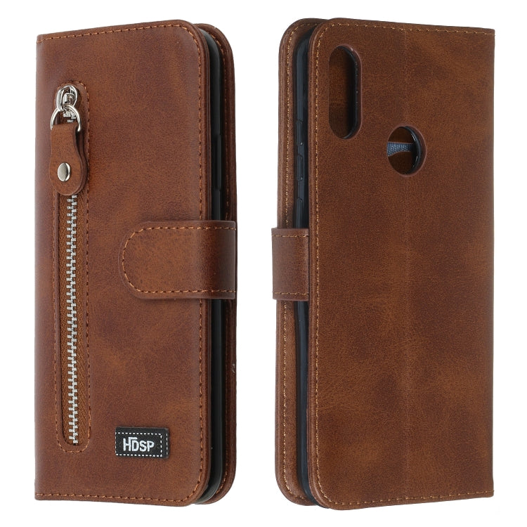 For Huawei Y7 (2019) Zipper Horizontal Flip Leather Case with Wallet & Holder & Card Slots