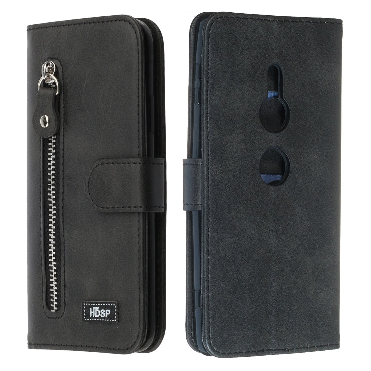 For Sony Xperia XZ2 Zipper Horizontal Flip Leather Case with Wallet & Holder & Card Slots