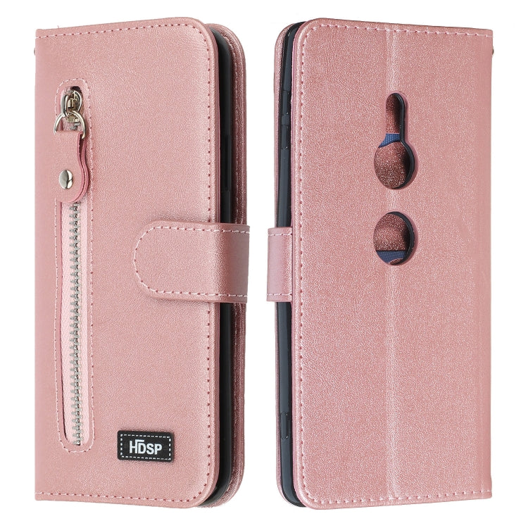 For Sony Xperia XZ2 Zipper Horizontal Flip Leather Case with Wallet & Holder & Card Slots